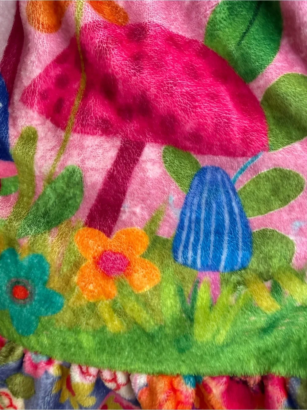 NATURAL LIFE Towel Wrap L/XL Vibrant Multicolor Ruffle-Hem Mushrooms